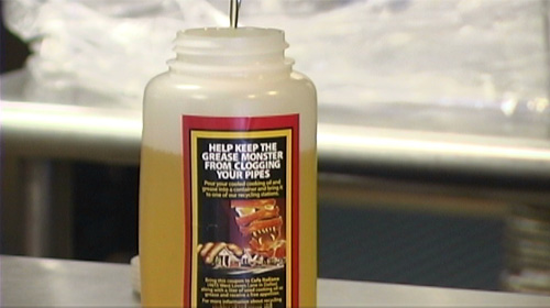 Pour used cooking oil in a sealable container
